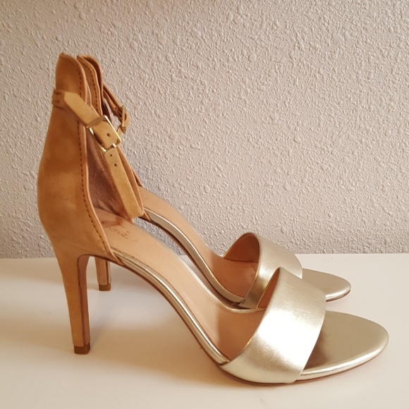 Joie Shoes - Joie tan and soft gold heels